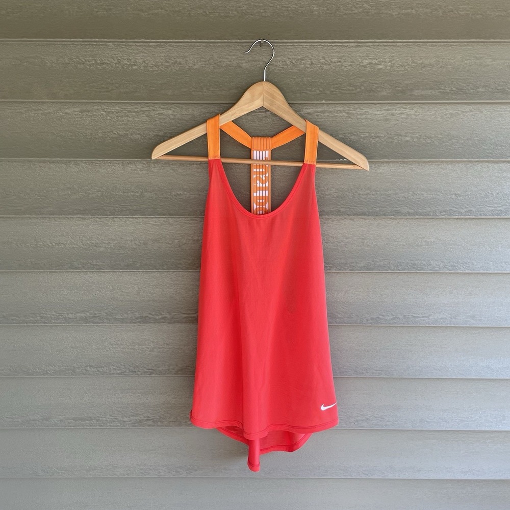 Nike Just Do It Racerback Tank Top Women's Small Red Orange Dri-FIT Athletic